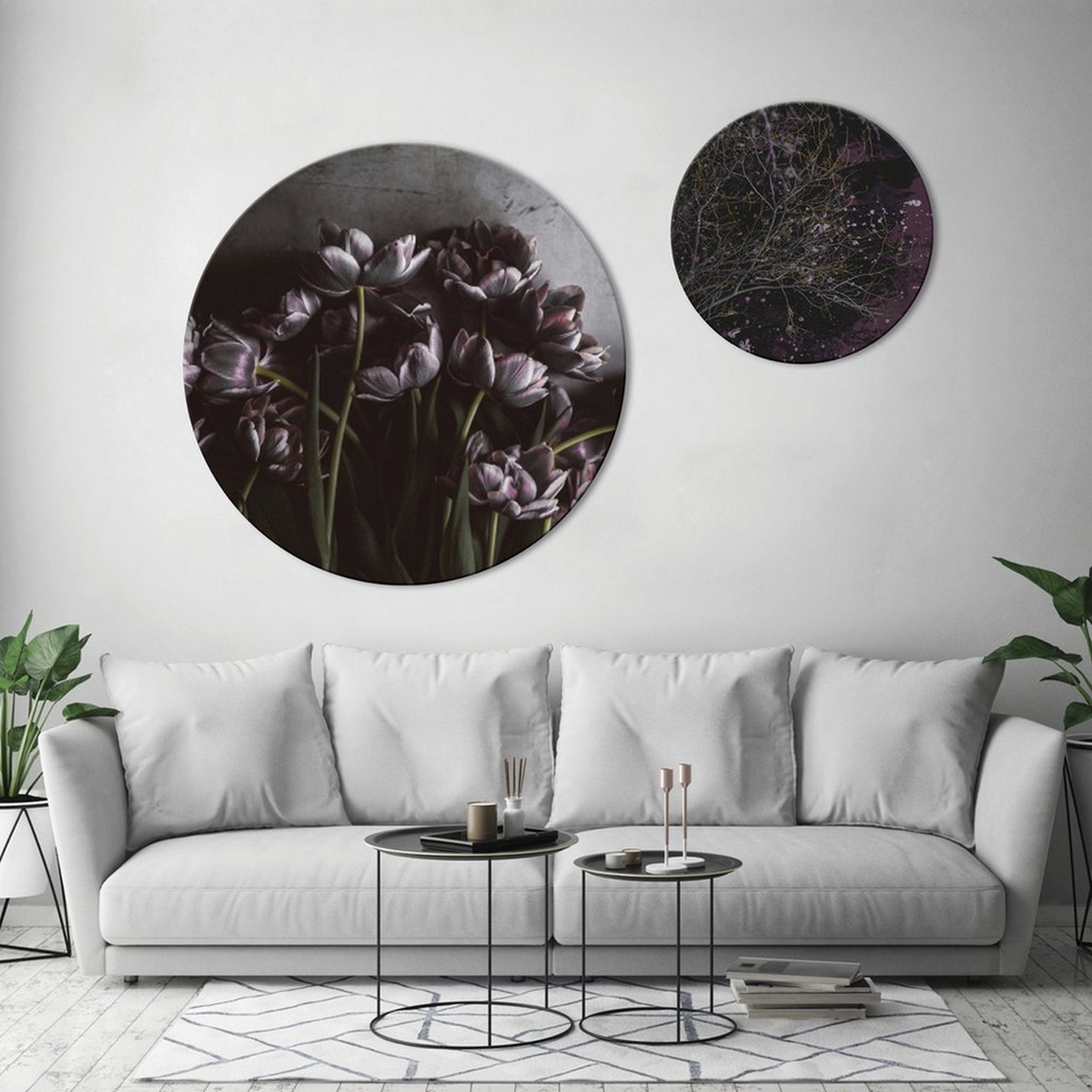 Kunstdruck "Dark Tulips"  Ø 110 cm