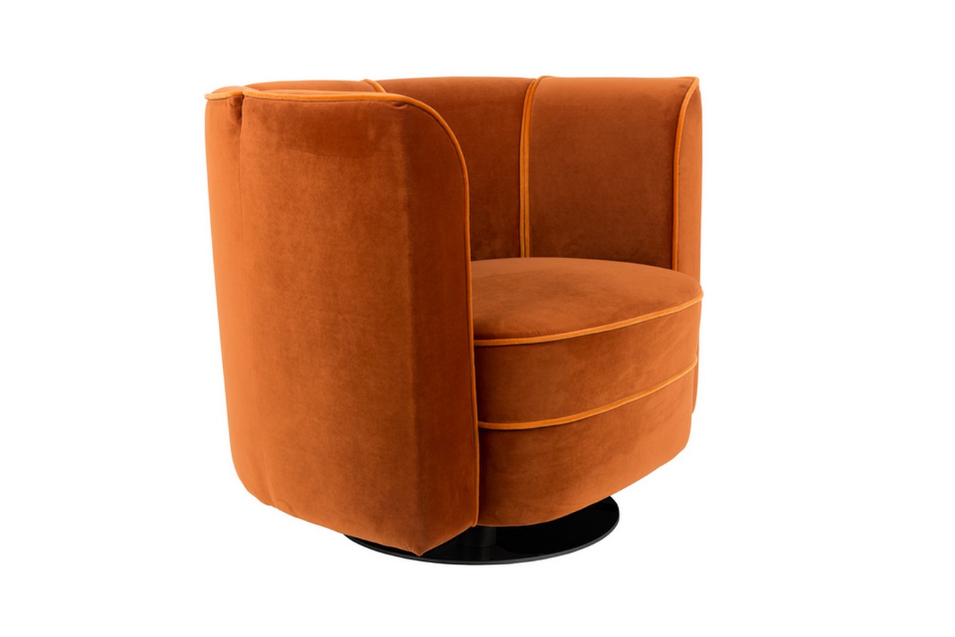 Lounge Drehsessel Flower Samt rostrot