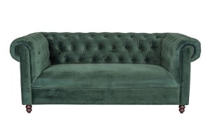 Sofa 2 Sitzer Chester Samt grün b 186 cm
