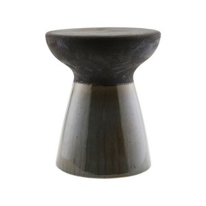 Hocker Keramik schwarz grau D 36 cm