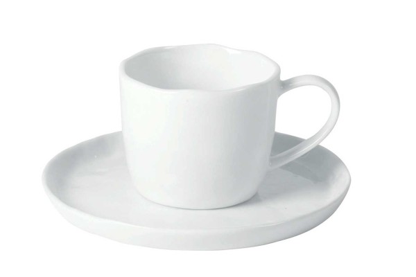 Teetasse mit Untersetzer Porcelino weiß