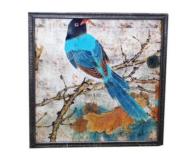 Wandbild Vintage Vogel blau