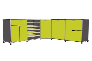 Sideboard System 180 graugrün B 210 cm