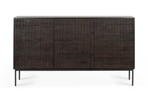 Sideboard Grooves Teak massiv B 152 cm